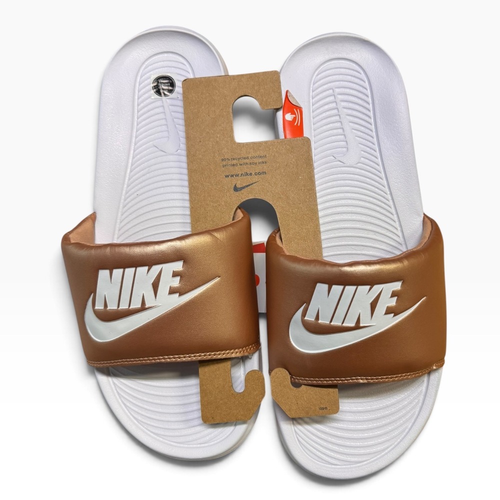 Nike Victori One Women's Slides Metallic Red Bronze White CN9677-900 Size 10